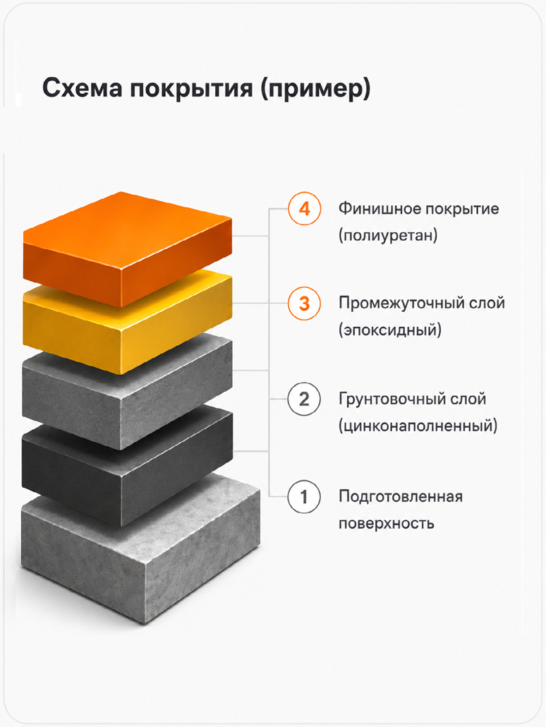 Схема многослойного антикоррозионного покрытия
